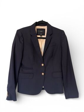 J. Crew Navy Single-Breasted Gold-Button Blazer